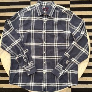 UNTUCKit Linen Navy Plaid Ovada Shirt - Medium